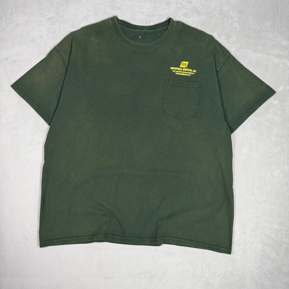 Y2K Mens Industrial Services Inc Pocket T-Shirt Waste Management Green XL